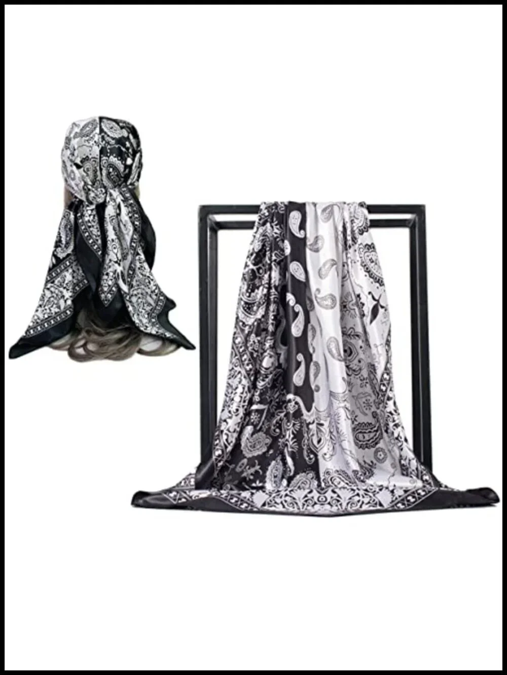 Large Square Satin Scarf 35x35 Inches Multipurpose Fashion Scarf